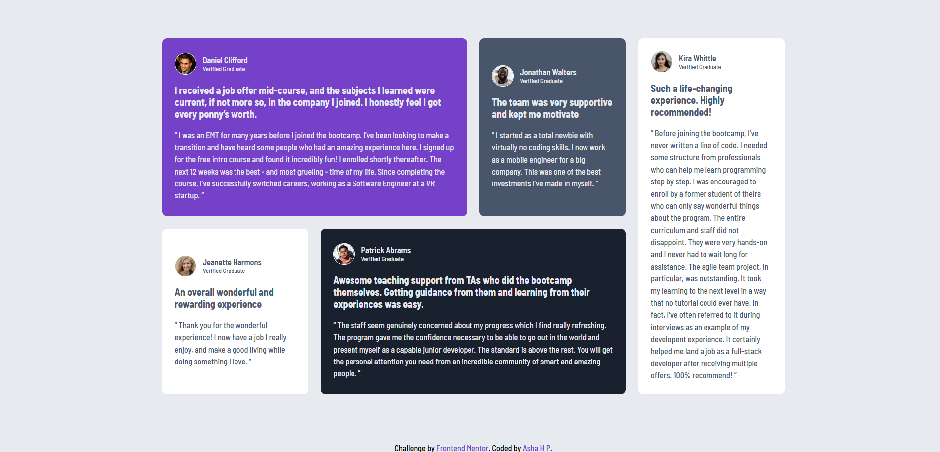 Testimonials Grid Screenshot
